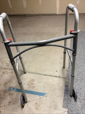 Gray Two-Wheel Aluminum Folding Walker